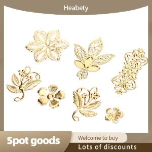 Heabety Fashion 50Pcs Vintage Metal Leaf Filigree Flower Slice Charms DIY Craft Jewelry Making