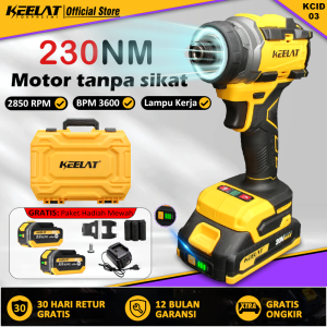 KEELAT KCID003 Impact Driver Mesin Bor  20V 230N.M Brushless Cordless Screwdrivers Drill Bit Set Heavy Duty Electric Power Drill Kit