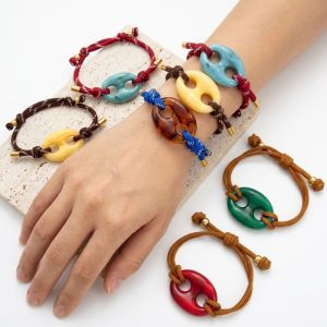 WININ Pig Nose Retro Bracelet Handmade Adjustable Womens Bracelet Western Style Lightweight Charm Bracelet Jewelry Accessories