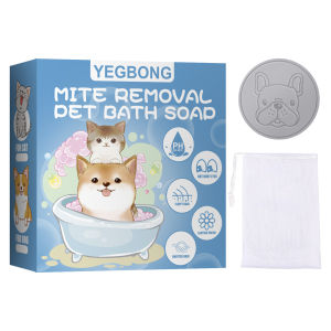Yegbong Mite Removal Bath Washing Soap with Bubble Net Anti Itch Body Deodorant Moisturizes Soothes Dog Cat Washing Soap Pet Accessories Dog Cat Body Deodorization Cleaning And Bathing Supplies