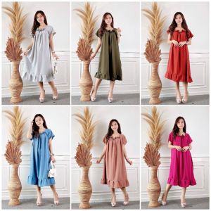AliMaMa - DRESS FUJI - Pakaian Wanita Panjang Airflow Crinkle Daster Jumbo Perempuan Kekinian Medan