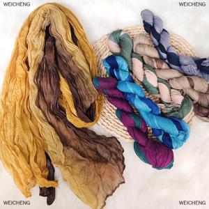 [COD] WEICHENG New Scarf Cotton Hemp Gradient Blue Retro Versatile Printed Womens Long Fold Shawl Soft Fashionable Trend 180x90cm