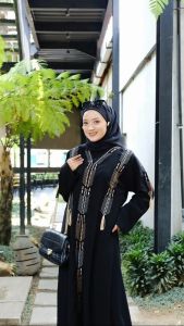 GAMIS ABAYA ARAB HITAM KINCIR TASEL