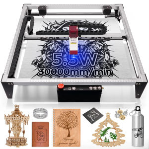 LUNYEE Laser-4040 Pro เครื่องแกะสลักเลเซอร์ 10W เครื่องตัดเลเซอร์ความแม่นยำสูง ชุด DIY 3 แกน โครงอลูมิเนียมทั้งหมด สำหรับแกะสลักไม้ โลหะ อะคริลิก หนัง ขนาด 40*40 ซม.