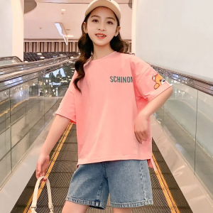 KYII Girl Summer children shirt Versatile short sleeve Top ky22218