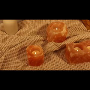 ที่วางเทียนหินเกลือกุหลาบ หินธรรมชาติ สีส้มแดง โรแมนติก สำหรับวันเกิดและวันหยุด ins ถ้วยเทียนห้องนั่งเล่นห้องนอน