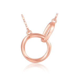 CTS 18K Gold Mobius Double Circles Necklace Rose Gold Simple Women Jewelry Collarbone Necklace CHOW TAI SENG 周大生 K0PC0250 K0PC0231R