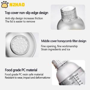 【N2HAO】 Plastic Cocktail Shaker Hand Shaker Cup with Scales 350ml 530ml 700ml 1000ml Milk Tea Wine Drink Shaker Mixer Bar Tool