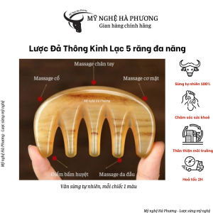 Lược sừng chải thông kinh lạc 5 răng (S-9cm) Mỹ nghệ Hà Phương massage giúp tỉnh táo