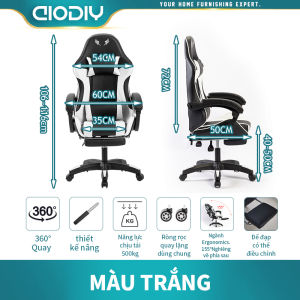 Ghế gaming AIODIY Ghế công thái học Có thể quay 360° tự do điều chỉnh chiều cao và có đế đạp