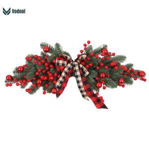 Hanging Ornaments with Berries and Ribbon Bows Christmas Artificial Swag for Christmas Holiday Home Window Wall Decor[UEB Vodool]