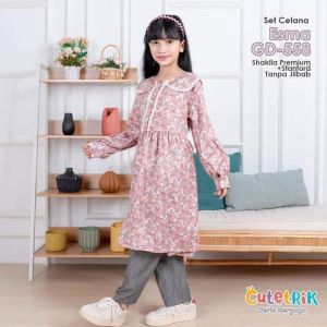 (8-9y) Set Celana Esma Anak Cutetrik GD 558 Setelan Anak Muslim Setelan Muslim Anak Cewe