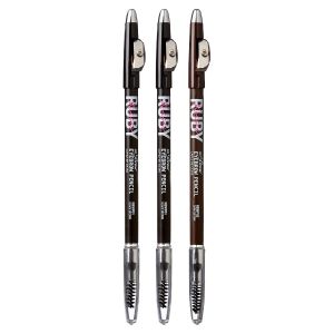 Ruby Kisses GoBrow Eyebrow Pencil Sharpenable Longwear Long Lasting Eyebrow Wooden Pencil for Natural-Looking Brows 3 Pack (Dark Brown)