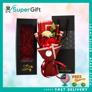 Preserved Mini Red Carnation Bouquet in Box Mothers Day Flower bouquet Soap Rose + Soap Carnation