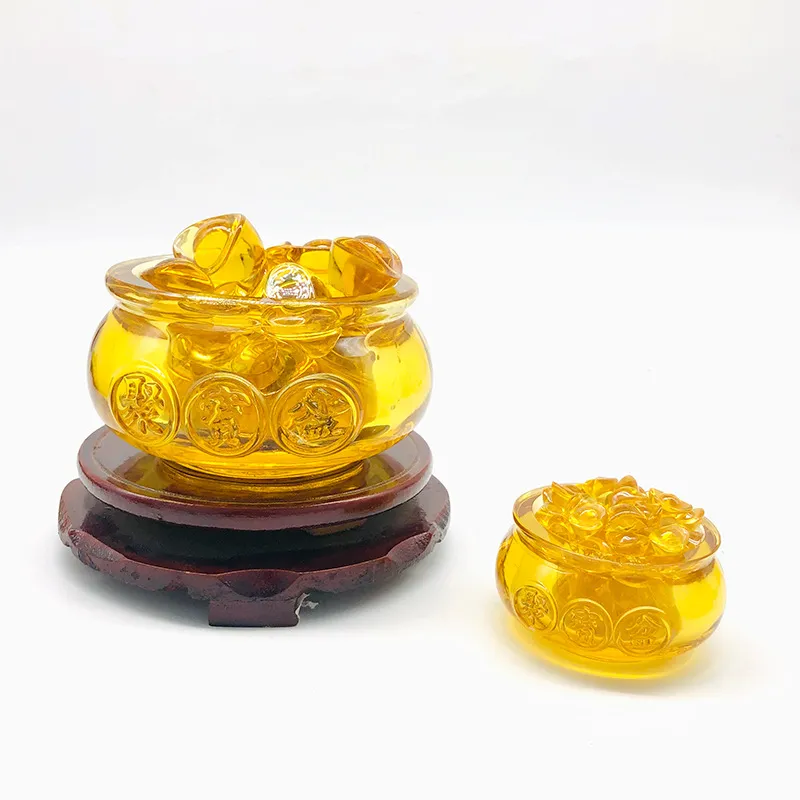 50mm] 琉璃元宝可摆元宝七星阵聚宝盆黄水晶元宝黄水晶聚宝盆风水摆件