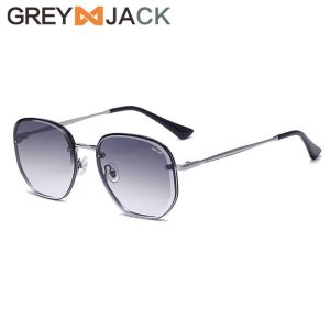 Grey Jack Kacamata Hitam Sunglasses Anti UV 400 Protection Bentuk Poligon Trendy Metal Terbaru Fashion Wanita 31448