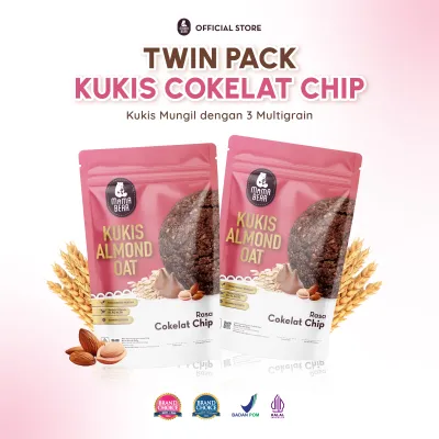 [TWIN PACK] MamaBear Kukis Almond Oat Choco Chip - Camilan Kaya Nutrisi untuk Ibu Menyusui Halal BPOM