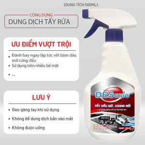 Xịt Rửa Dầu Mỡ Nhà Bếp DESERIO 500ml Chính Hãng Siêu Tẩy Dầu Mỡ Ố Bẩn Vệ Sinh Đa Năng Cặn CANXI