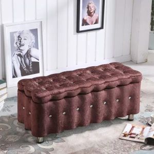 Sofa Storage Ottoman Bench for Living Room Square Table Footrest with Metal Legs