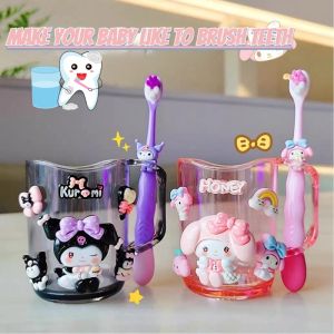 Kids Cartoon Toothbrush SetKuromi Tooth Brushing Cups for Girls Toothbrush Holder for Children