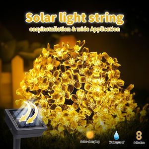 20/50/100LEDs Solar Flower Lights Outdoor Waterproof 8Modes Christmas Lights for Garden decoration