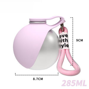 Dog Water Bottle with Removable Silicone Bowl285ml Stainless Steel Construction Leak-Proof for Outdoor Activities Like Walking