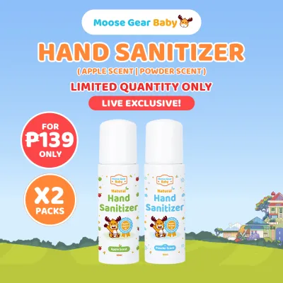 Moose Gear Baby Hand Sanitizer Bundle Apple & Powder Mild Scent Gentle Formula Travel Friendly
