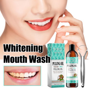 codCoconut Mint Pulling Oil Mouthwash Kit With Tongue Scraper Fresh Oral Breath Odor Removal Alcohol-Free Whiten Tool Mouth Care