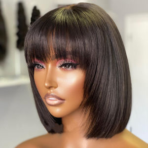 Top Quality Bob Lace Front Wigs Density 150%  Straight Lace Frontal Human Hair Wigs 2x4 swiss lace Wig Natural Color  Remy Hair
