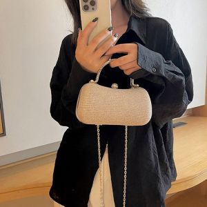 DINAH กลิตเตอร์ กระเป๋างานเลี้ยงตอนเย็น กระเป๋าสำหรับข้อมือ พลอยเทียมเทียม กระเป๋าคลัทช์สตรี ลำลองแบบสบายๆ กระเป๋า Crossbody กระเป๋าถือแบบกล่อง ปาร์ตี้งานปาร์ตี้