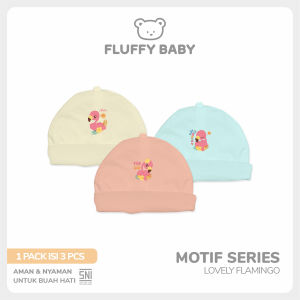 FLUFFY Topi Bulat Bayi Flamingo (Isi 3Pcs) TPE FSB NEWBORN