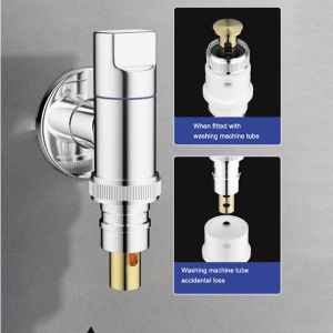 Stainless Steel Washing Mini Machine Faucet Full-automatic Anti Falling Water Stop Valve 1/2 Adapter Faucet Water Stop Quick Opening Angle Valve