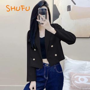 SHUFU 2627 Ready Stock chiffon blazers for women formal korean style long sleeve plus size plain lapel tops
