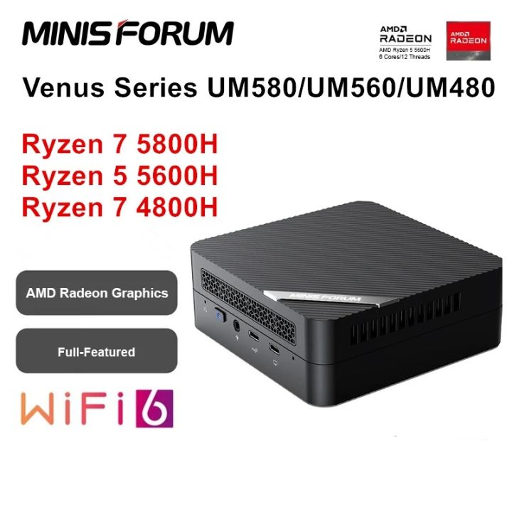 MINISFORUM UM580 Mini PC Gamer AMD Ryzen 7 5800H 4800H 5 5600H Windows