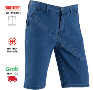 Quần Short Jean Nam Ống Suông Vải Co Giãn Big Size Túi Chéo
