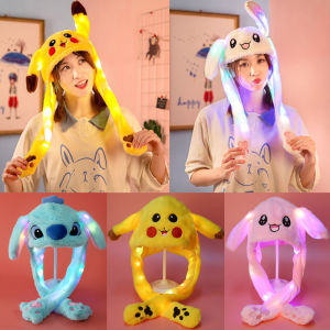 KẸP MŨ Phát Sáng Hình Kỳ Lân THỎ MŨ Phát Sáng LED Cho Trẻ Em Mũ Di Chuyển Tai Thỏ Phát Sáng Cho Người Lớn Mũ Nhung Lông Tai Quà Tặng Đồ Chơi