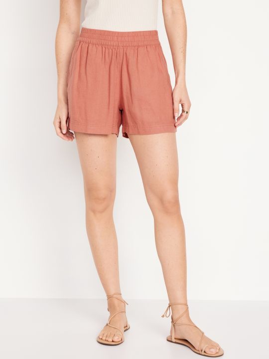 Old Navy Women's High-Waisted Linen-Blend Pull-On Shorts -- inseam Lazada PH
