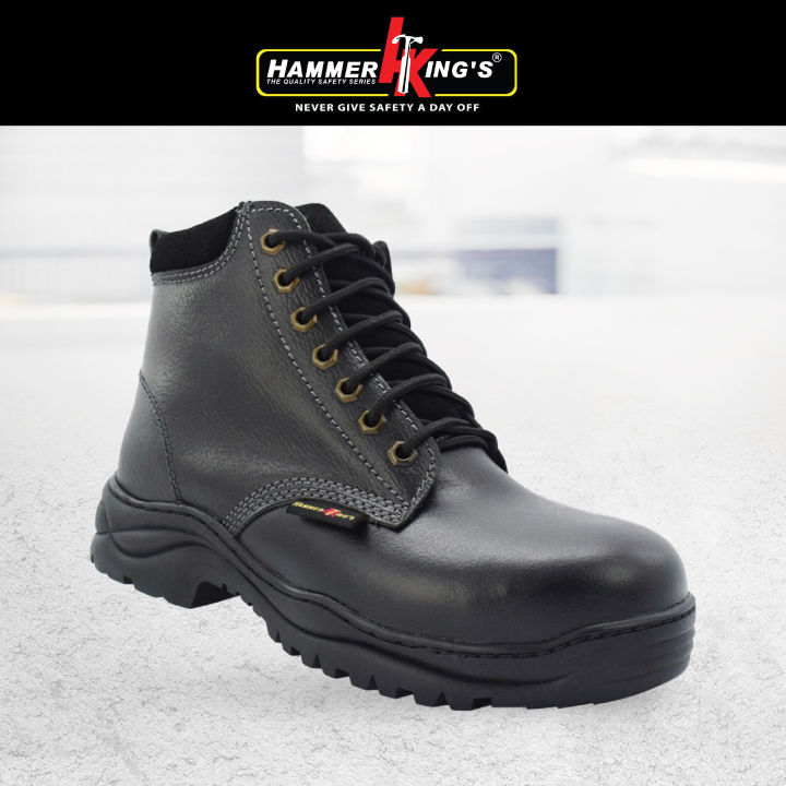 HAMMER KINGS HK 13032 Men Black Leather Industry Safety Boots