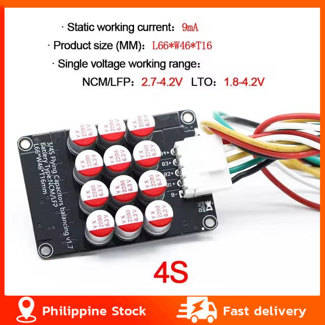 XUANF 4S 5A Aktiver Balancer Für LiFePO4 – Kapazitiver Spannungsausgleich, 1,8-4,5V, Für 60-300 Ah Batterien, Mit Unterspannungsschlaf