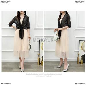 [COD] MENGYUR Stylish Jacket Cardigan Half Sleeve Front Lace-up Coat Ladies Thin Sunscreen Short Jacket