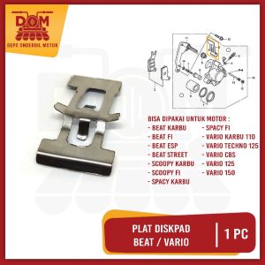 Plat Diskpad Beat Vario (PSP) Plat Seng Tahanan Dispat Dispad Discpad Kampas Rem Per Spring Honda