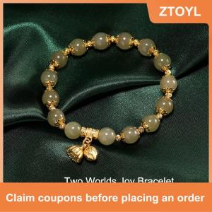 【ZTOYL】 Tự Nhiên Tre Đính Cườm Vòng Đeo Tay Mới Trung Quốc Phong Cách Ngọc Vòng Đeo Tay Cho Phụ Nữ Tinh Tế May Mắn Hotan Ngọc Vòng Đeo Tay