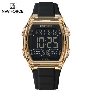 NAVIFORCE นาฬิกาดั้งเดิมสำหรับผู้ชาย NF6106นาฬิกาดิจิตอลสำหรับเล่นกีฬากันน้ำ50ม. โครโนกราฟแฟชั่นปฏิทินเรืองแสงลำลอง