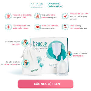 Cốc nguyệt san Silicone y tế Beu Cup - Băng vệ sinh kiểu mới cốc nguyệt san co giãn + Tặng cốc đựng tiệt trùng cốc nguyệt san