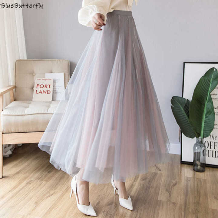 Summer Women's Gauze Skirt Long Princess Skirt Large Swing Apron