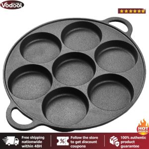 [Vodool Tool Outlet] 7 Hole Frying Pot Iron Non-Stick Egg Pancake Steak Pan Omelet Pancake Breakfast Maker Household Kitchen Restaurant Cookware