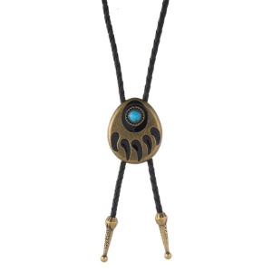 Turquoises vuốt gấu Charm Bolo Tie với dây da có thể điều chỉnh lengthnecktie Tây jewerly Vòng cổ cho mặc hàng ngày