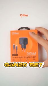 OLIKE Quick Charger Mini PD GaN 20W untuk iPhone Samsung + Kabel Type-C to Lightning  Fast Charge Original