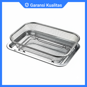 Keranjang Saringan Minyak Stainless SUS 304 - Rak Gorengan 36x26cm