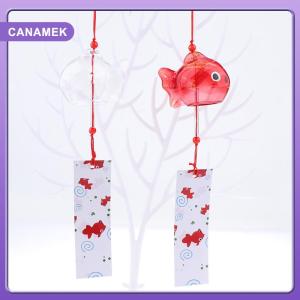 【CANAMEK】 Gió Chime Chimes Nhật Bản Thủy Tinh S Phong Cách Cá Vàng vườn treo ngoài trời trang trí nội thất Mặt dây chuyền Furin trang trí cá trang trí